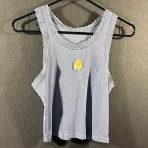 VTG Y2K aeropostale women baby tee medium lace embroidered mushroom forest fairy